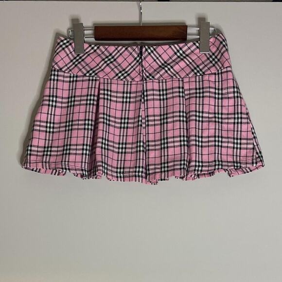 Vintage Pink Low Waist Plaid Skirt - Picture 4 of 5
